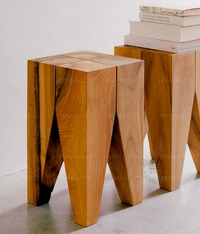 SHINO Natural Wood Slab Side Table / Stool