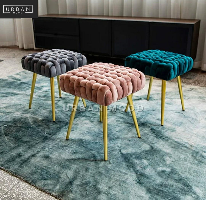 SOFIAN Velvet Knitted Vanity Stool