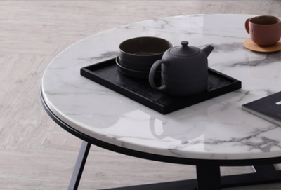 (Clearance) MARRIOT Round Marble Coffee Table Set