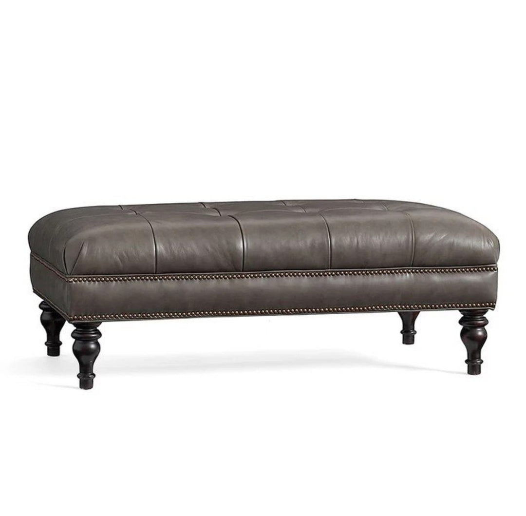 LORY Classic Faux Leather Ottoman Bench