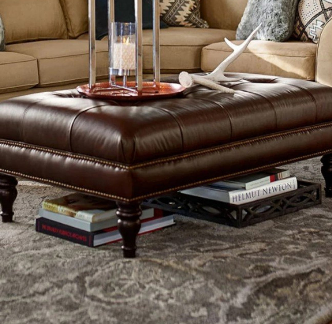 LORY Classic Faux Leather Ottoman Bench