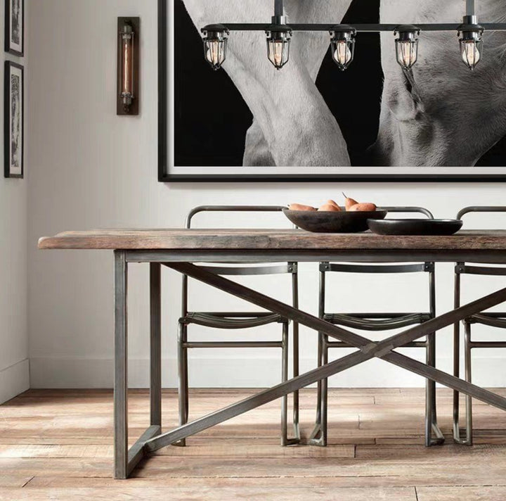 DAWSON Modern Industrial Solid Wood Table