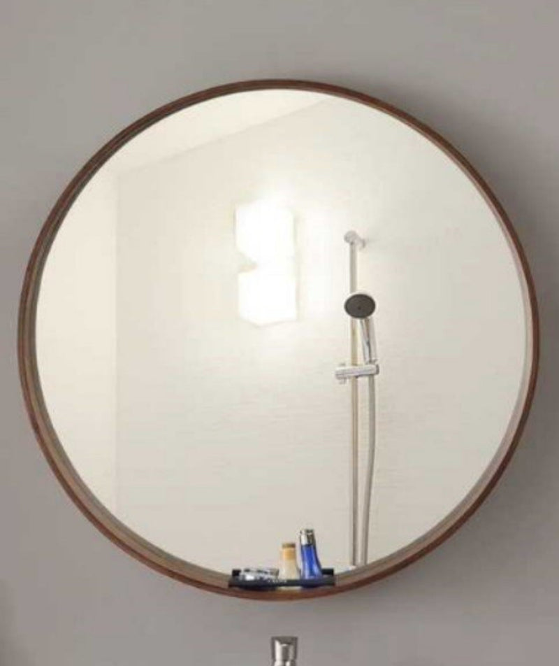 (Clearance) HARLET Solid Wood Round Wall Mirror