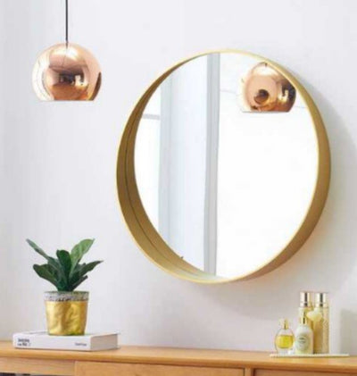 (Clearance) HARLET Solid Wood Round Wall Mirror