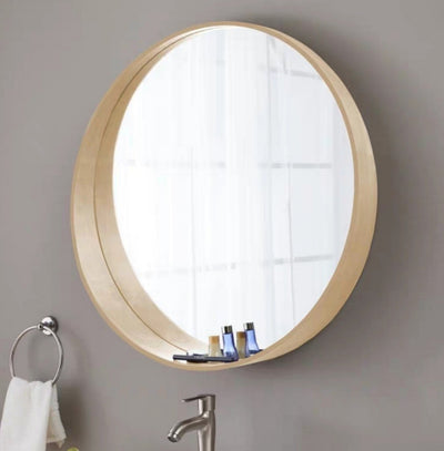 HARLET Solid Wood Round Wall Mirror