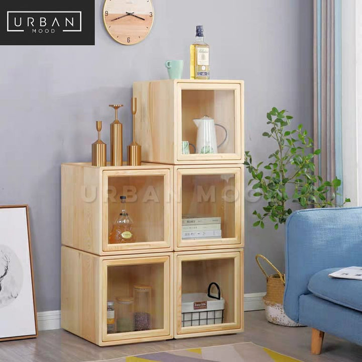 SOLDER Solid Wood Modular Display Cabinet