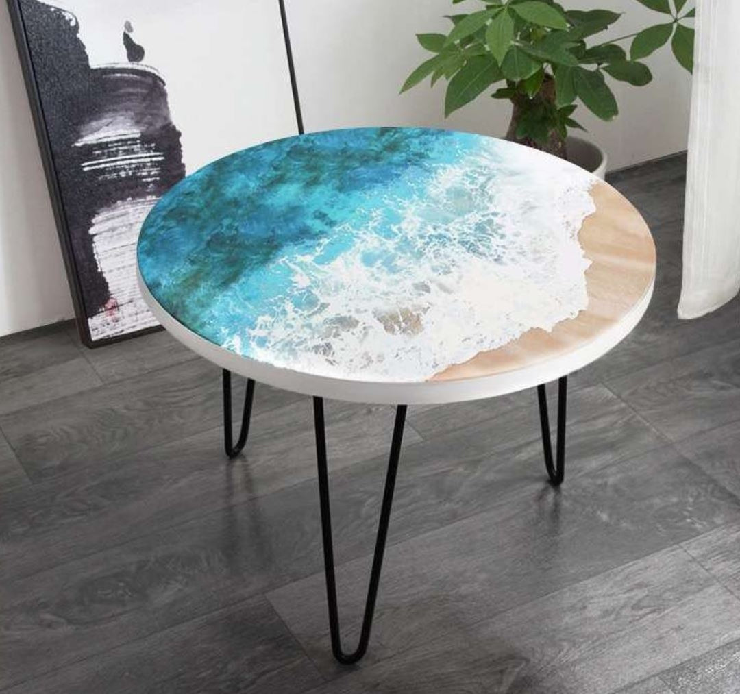 TERRA Ocean Waves Epoxy Solid Wood Coffee Table