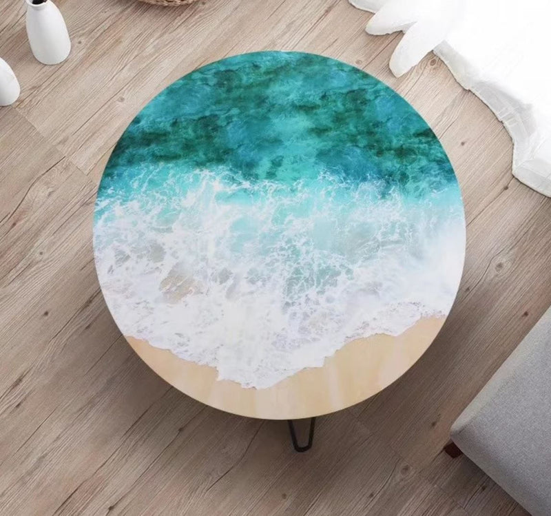 TERRA Ocean Waves Epoxy Solid Wood Coffee Table