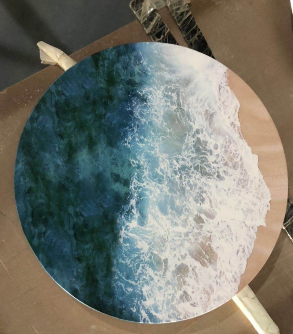 TERRA Ocean Waves Epoxy Solid Wood Coffee Table