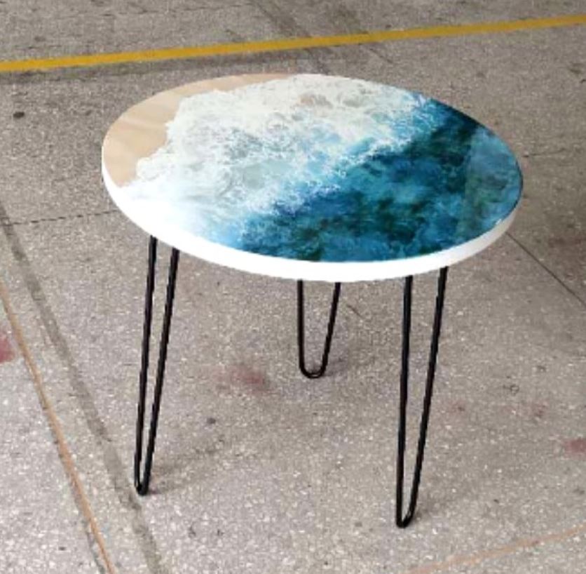 TERRA Ocean Waves Epoxy Solid Wood Coffee Table