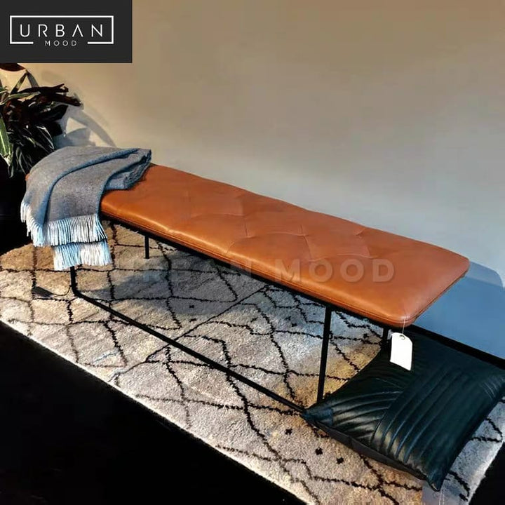 TOKI Minimalist Faux Leather Entryway Bench