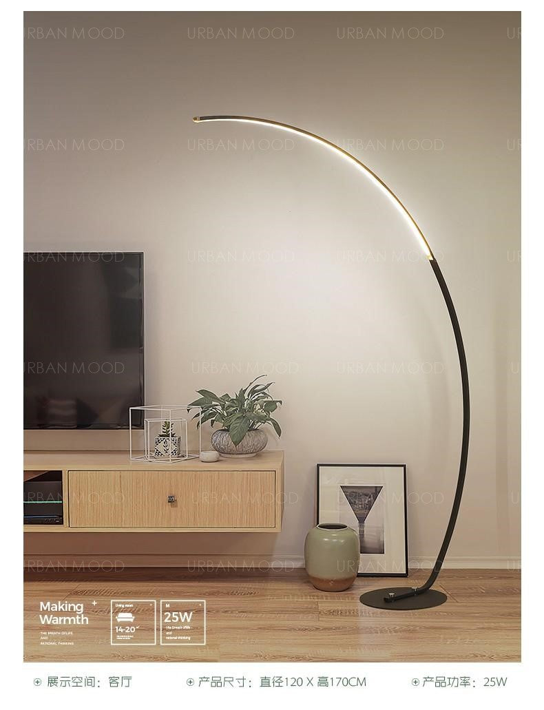 VARNER Contemporary Minimalist LED Half Moon Standing Lamp