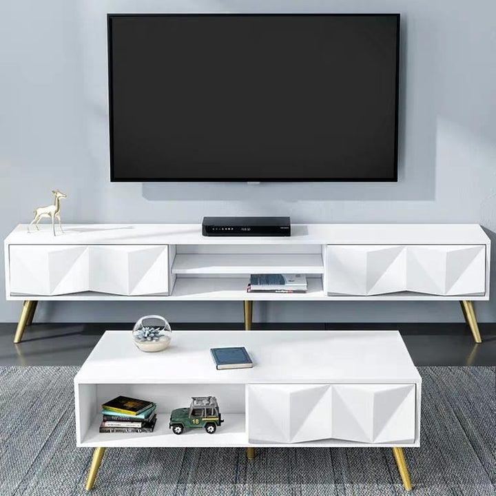 VICTORIA Glossy White TV Console & Coffee Table