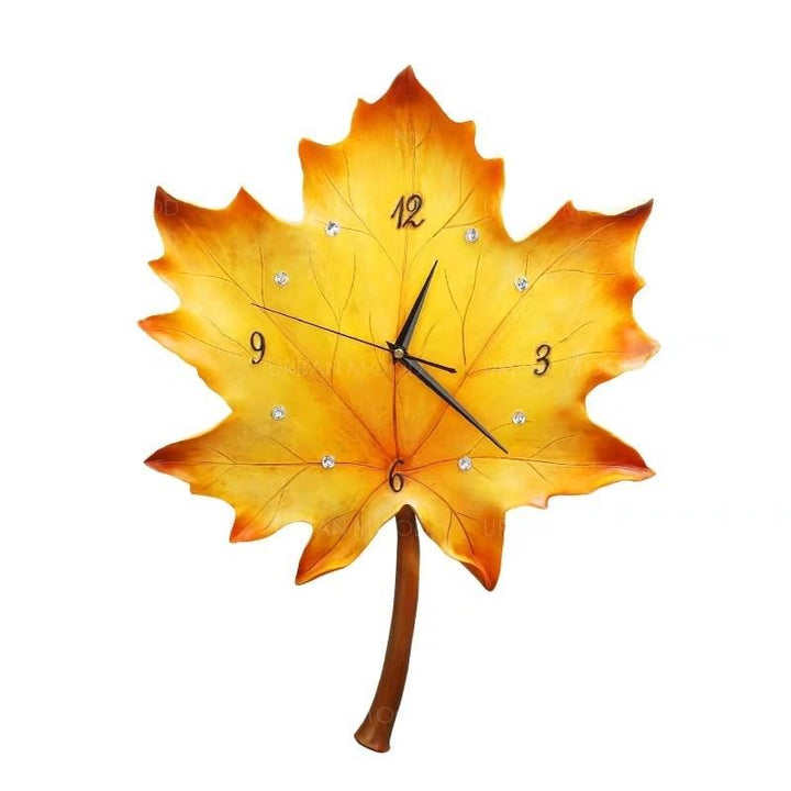 WATARU Autumn Foliage Golden Leaves Wall Clock Decor