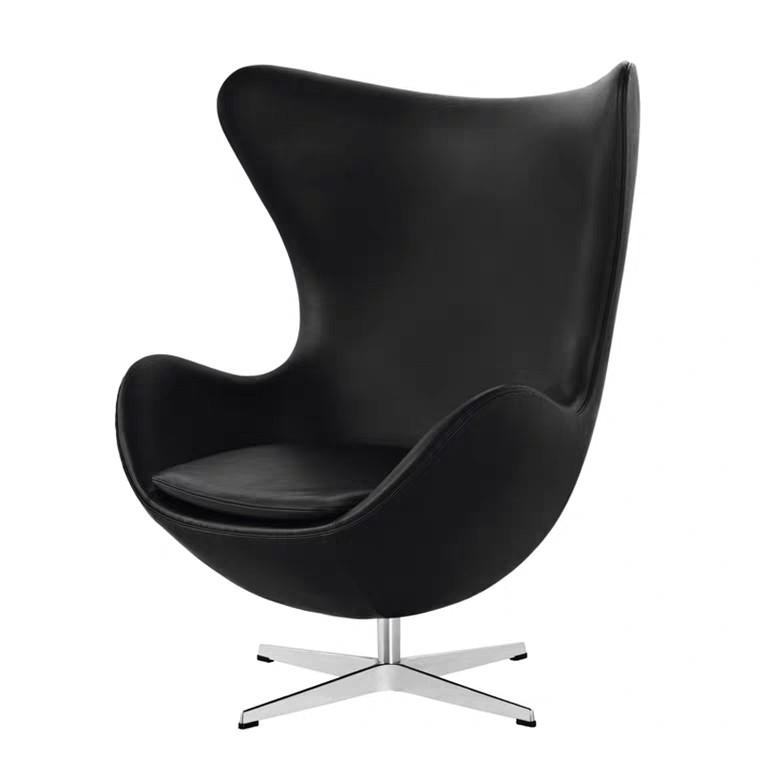 black and grey egg chair