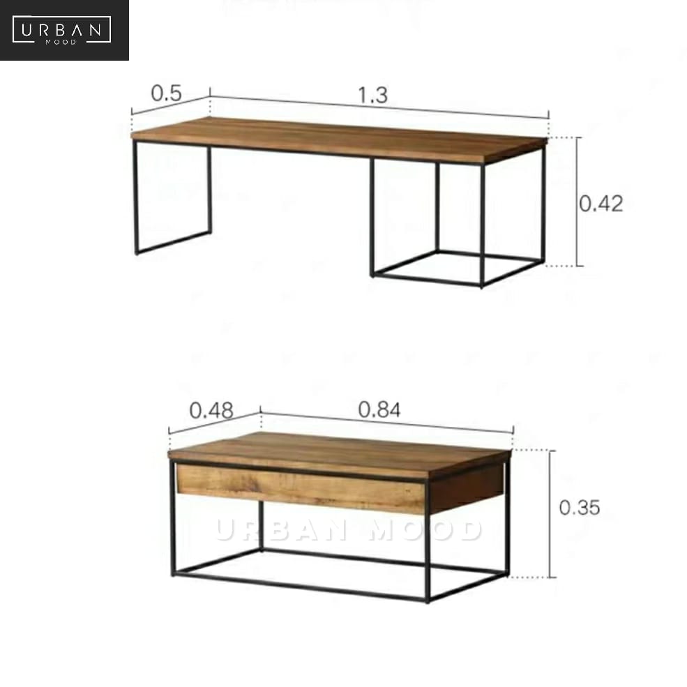 DOSSIER Rustic Solid Wood Coffee Table