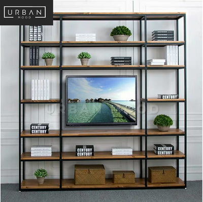 CLIFT Modern Industrial Solid Wood TV Shelf