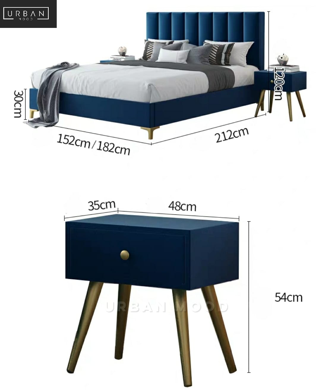 REISS Modern Velvet Bedframe