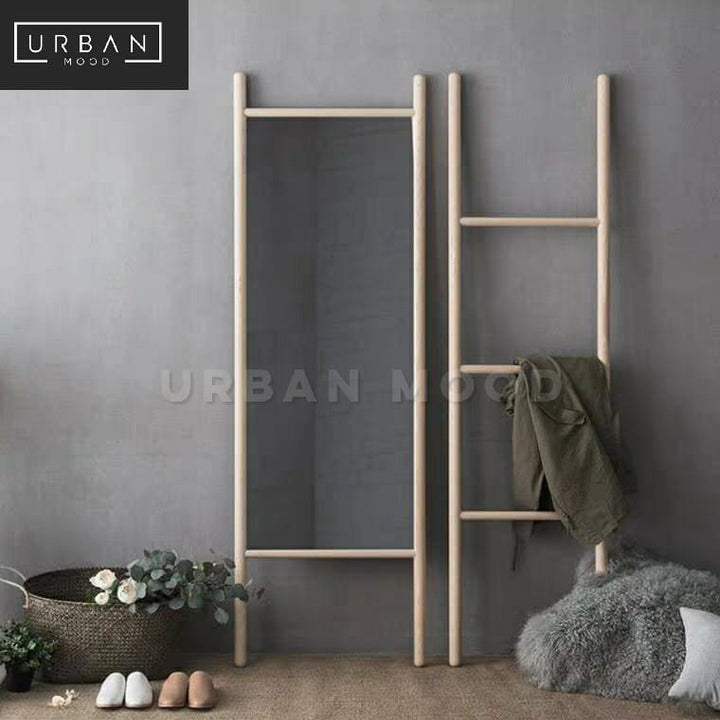 RYAN Rustic Standing Mirror & Ladder Shelf