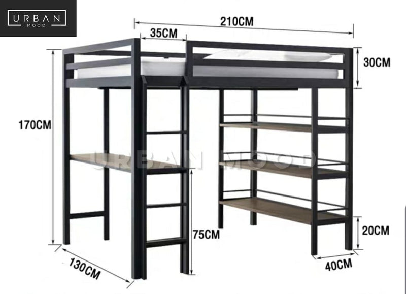 MANOR Industrial Double Decker Bedframe with Study