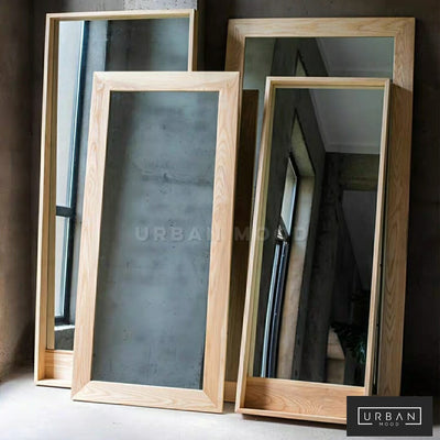 HOLLINS Rustic Solid Wood Wall Mirror