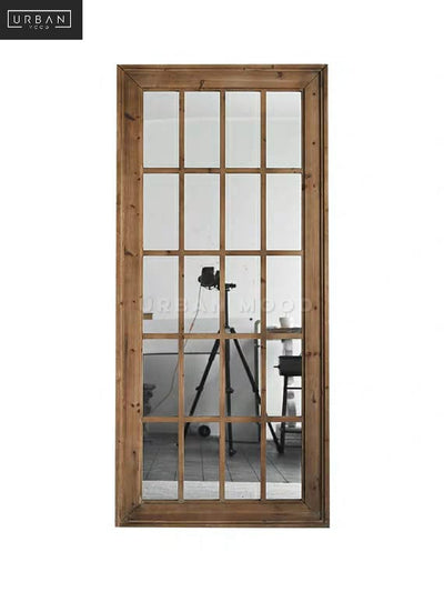 GASTON Rustic Windowgrill Standing Mirror