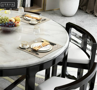 MICAH Oriental Marble Round Dining Table & Chairs