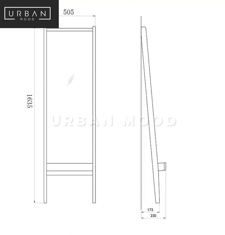 GRAM Rustic Solid Wood Standing Mirror Shelf