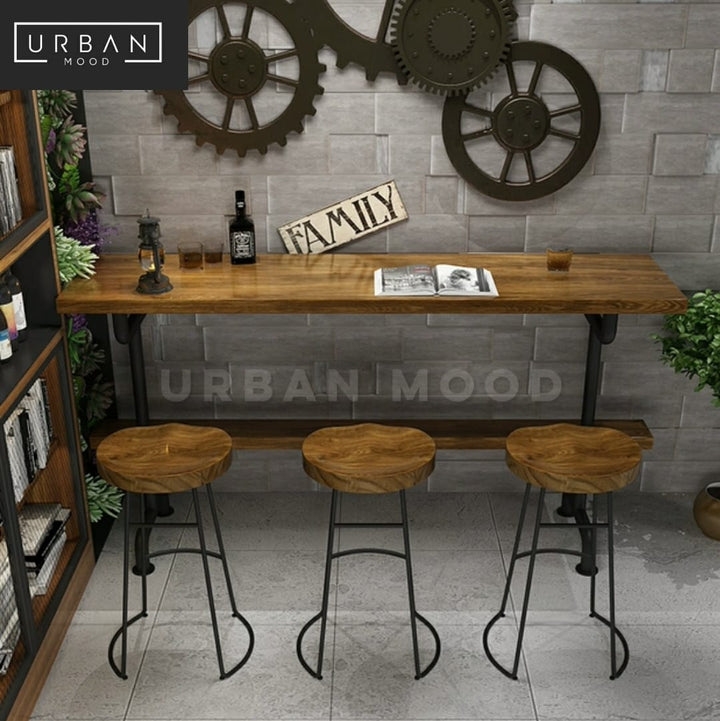 LOREN Industrial Solid Wood Bar Table