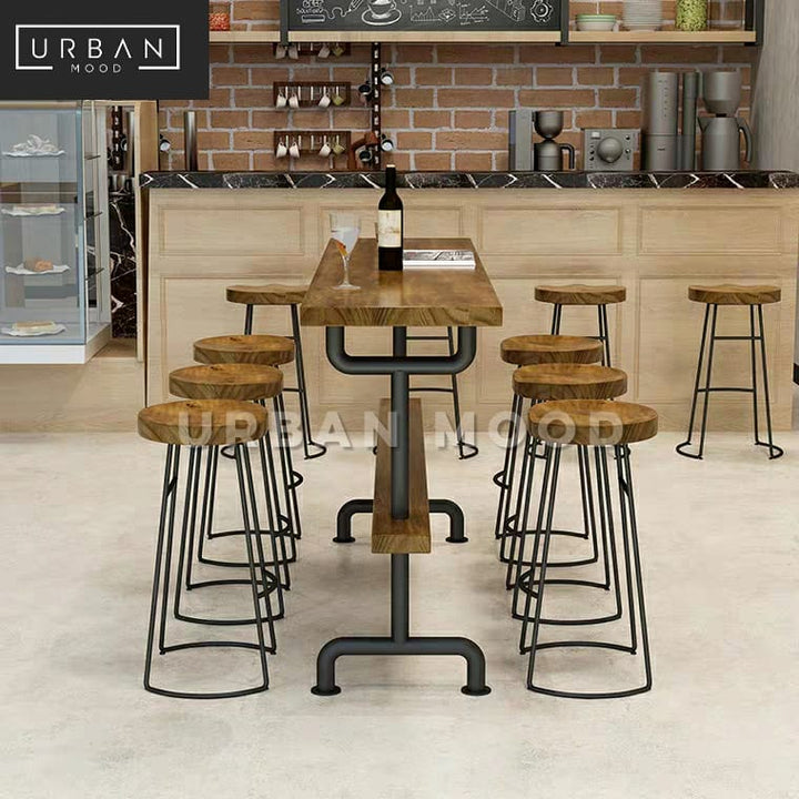 LOREN Industrial Solid Wood Bar Table