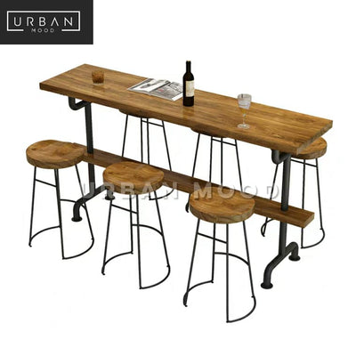 LOREN Industrial Solid Wood Bar Table