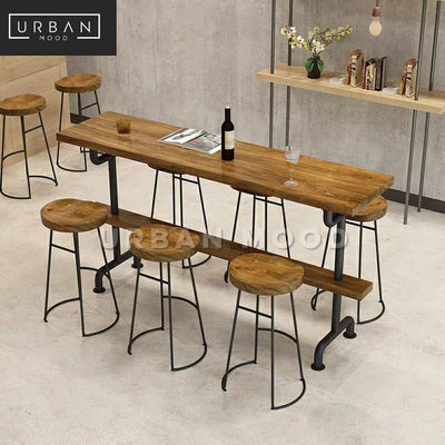 LOREN Industrial Solid Wood Bar Table