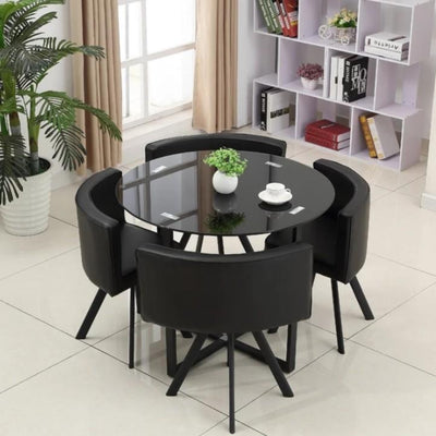 ZENTARO Modern Glass Dining Table And Chairs