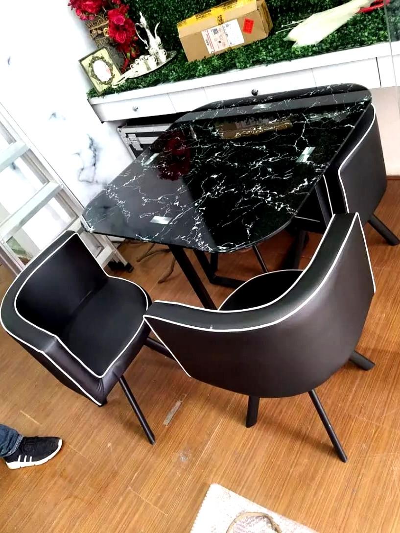 ZENTARO Modern Glass Dining Table And Chairs