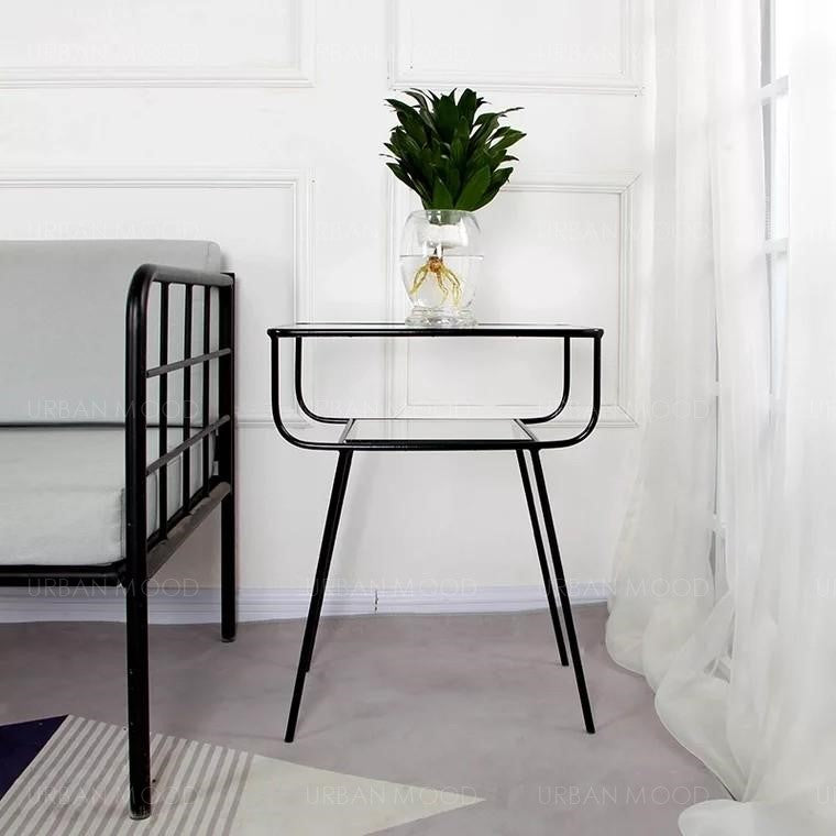 ZOEY Minimalist Wireframe Glass Side Table