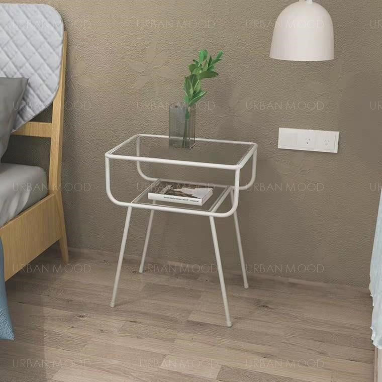 ZOEY Minimalist Wireframe Glass Side Table