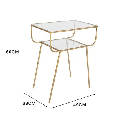ZOEY Minimalist Wireframe Glass Side Table