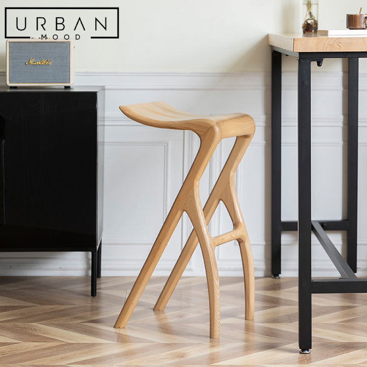 CLAVIS Modern Solid Wood Bar Stool