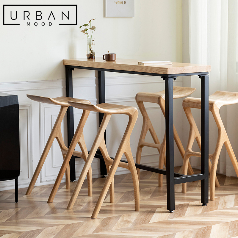 CLAVIS Modern Solid Wood Bar Stool