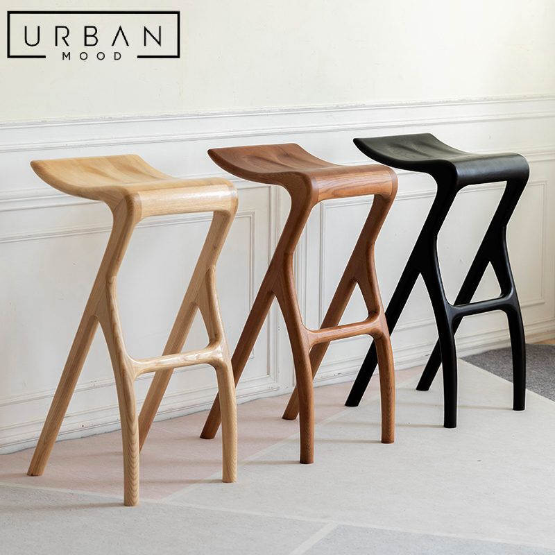 CLAVIS Modern Solid Wood Bar Stool Urban Mood