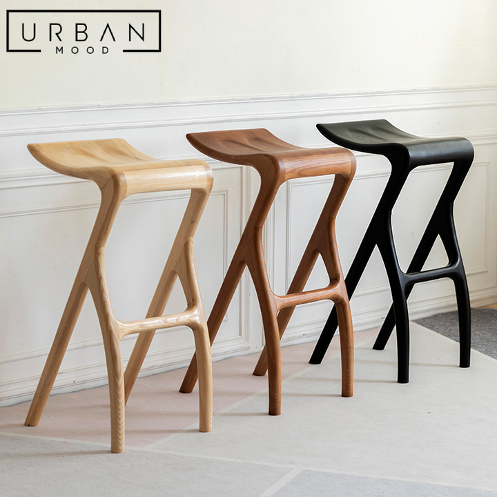 CLAVIS Modern Solid Wood Bar Stool