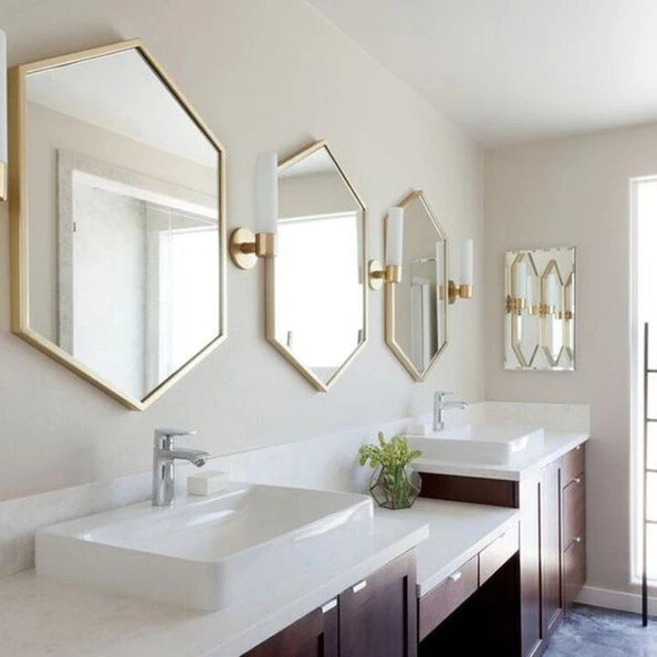 CORDELIA Vintage Hexagon Gold Wall Mirror