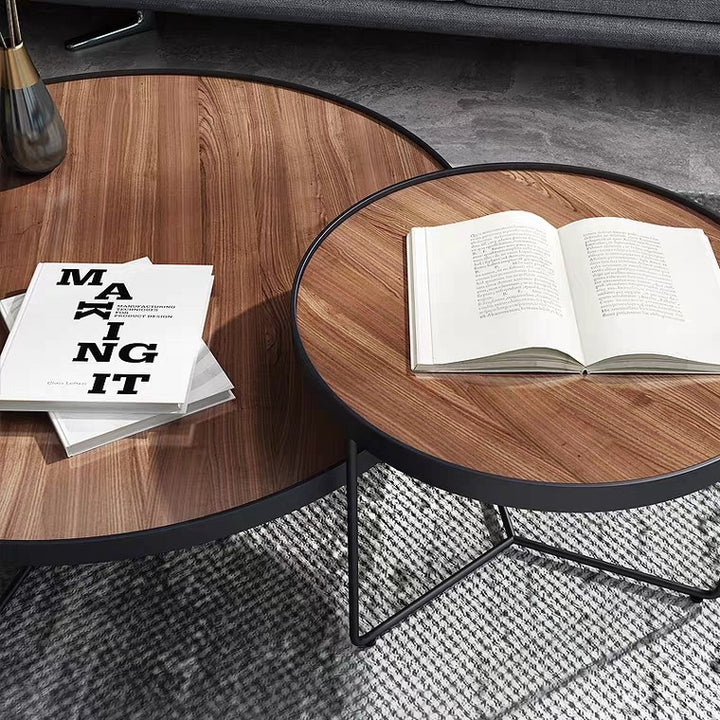 CYPRESS Solid Wood Round Nesting Coffee Tables
