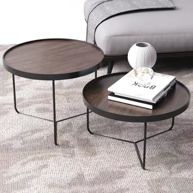 CYPRESS Solid Wood Round Nesting Coffee Tables
