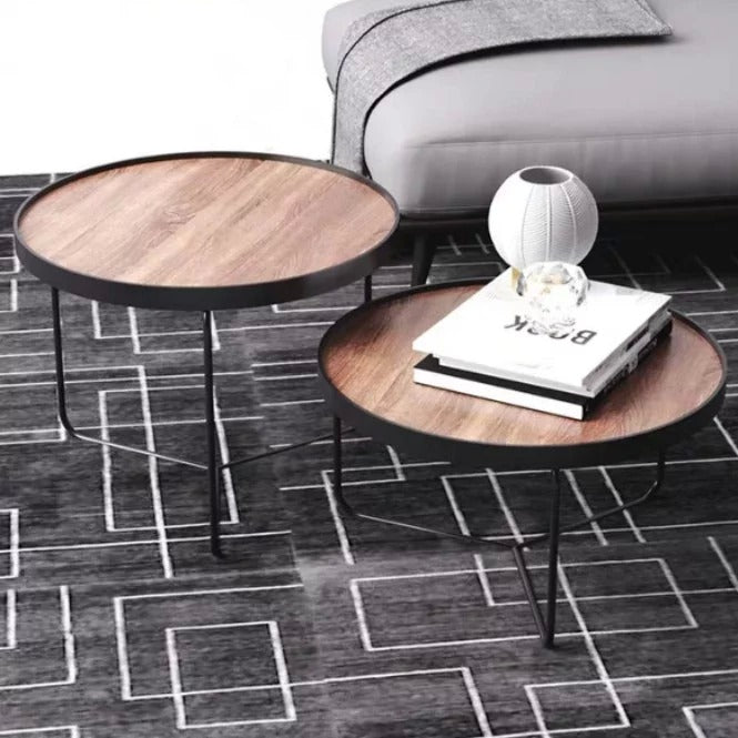CYPRESS Solid Wood Round Nesting Coffee Tables