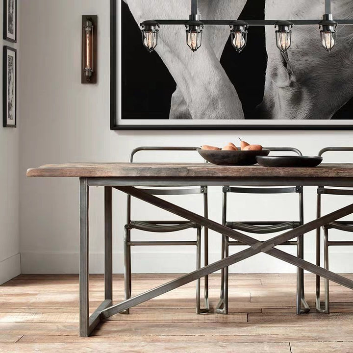 DAWSON Modern Industrial Solid Wood Table