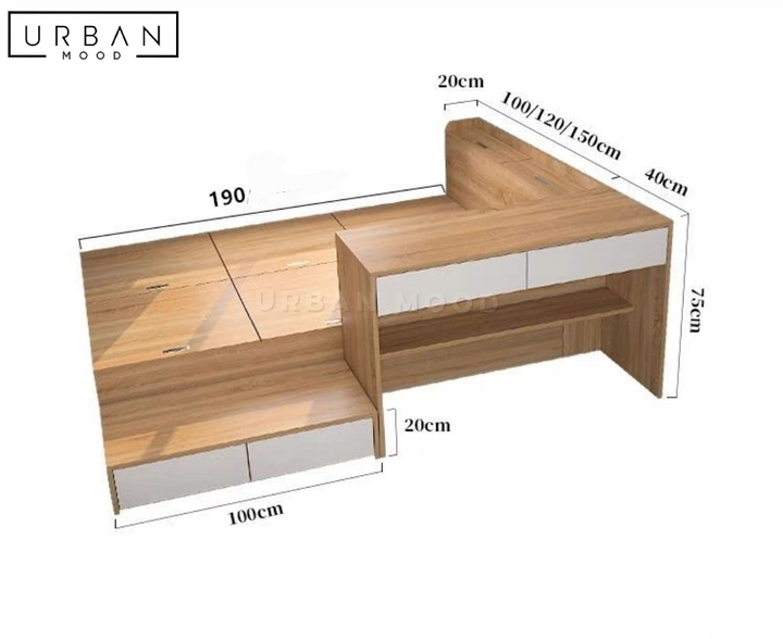 FOUNDRY Modern Storage Bedframe & Study Table