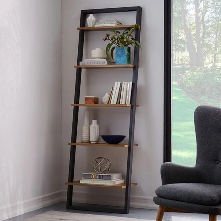 GALILEO Industrial Solid Wood Ladder Display Shelf