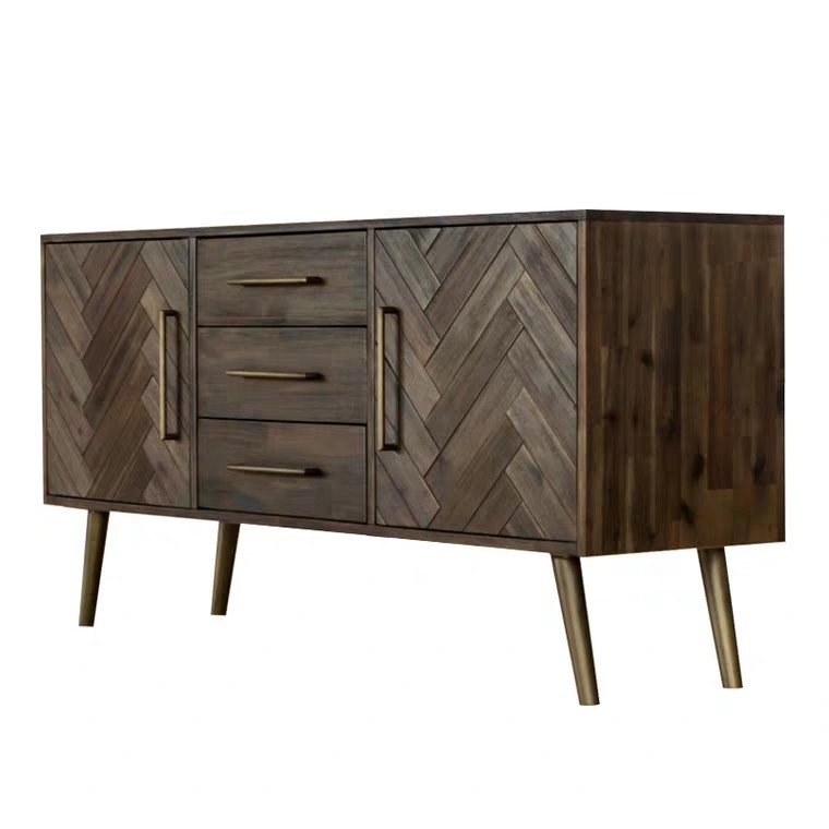 HACKEN Acacia Wood Herringbone Sideboard