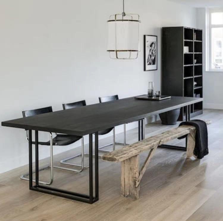 (Clearance) HALEY Modern Industrial Solid Wood Dining Table